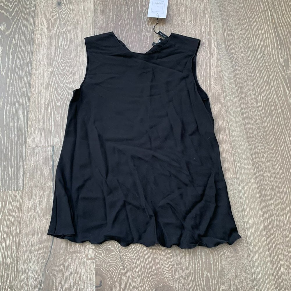 Theory Ruffle Shell blouse in black
